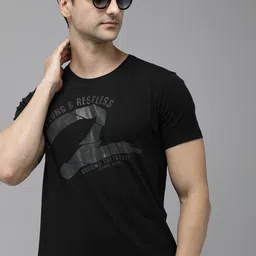 SPYKAR Men Black Typography Printed Pure Cotton Slim Fit T-shirt-picture-27