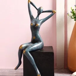 TAYHAA Turquoise Blue & Black Golden Touch Showpiece-picture-38