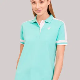 Beverly Hills Polo Club Women Green Solid Polo Collar T-shirt-picture-27