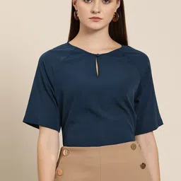 her by invictus Solid Keyhole Neck Regular Top-picture-29