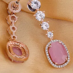 Saraf RS Jewellery Pink Contemporary Drop Earrings-image-96