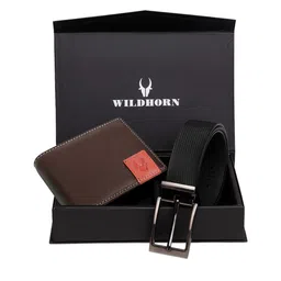 WildHorn Men Brown & Black RFID Protected Genuine Leather Accessory Gift Set-picture-41