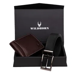 WildHorn Men Brown & Black RFID Protected Genuine Leather Accessory Gift Set-picture-18