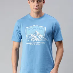 Wildcraft Men Blue & White Typography Printed Applique T-shirt-picture-22