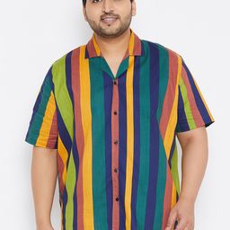 Instafab Plus Men Multicoloured Multi Stripes Striped Casual Shirt-picture-33