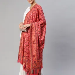 WEAVERS VILLA Women Rose colored Woollen Shawl-image-64