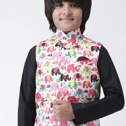 Hangup Boys White Printed Nehru Jacket-picture-25