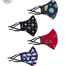 Ariana Unisex Pack Of 4 Multicolored Printed 2-Ply Reusable Cloth Masks-picture-11