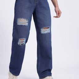glitchez Men Mid-Rise Low Distress Loose Fit Jeans-picture-23