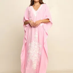 CRAFTBAZAR Embroidered Kaftan Maxi Dress image 1