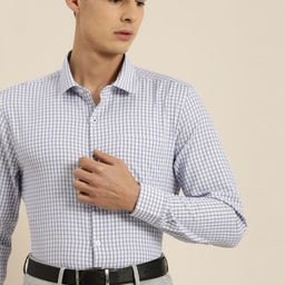 INVICTUS Men Easy Care White & Blue  Checked Formal Shirt-picture-5
