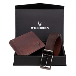 WildHorn Men Brown RFID Protected Genuine Leather Accessory Gift Set-image-6