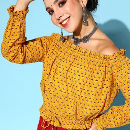 Varanga Stylish Mustard Ethnic Motifs Vacay Attire-picture-34