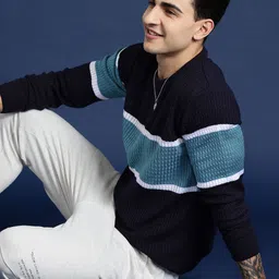 Mast & Harbour Men Colourblocked Pullover-picture-22