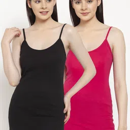 Friskers Women Pack Of 2 Solid Long Camisoles-picture-39