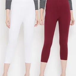 Tulsattva Women Pack Of 2 Solid Three-Fourth Length Leggings-image-81