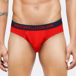Bonjour Men Red & Blue Solid Low-Rise Briefs RMA9S3803S-PO1-RD-picture-32