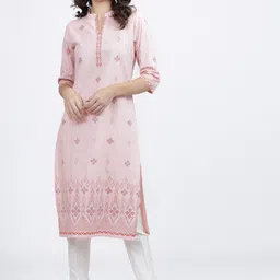 Vishudh Women Pink Geometric Printed Kurta-image-50