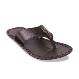 Metro Men Brown Leather Comfort Sandals-picture-3
