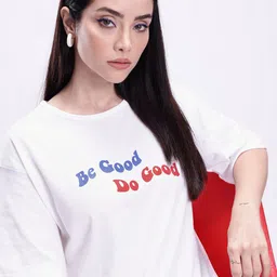 Kook N Keech Women Typography Printed Drop-Shoulder Sleeves OversizedPure Cotton T-shirt-image-48