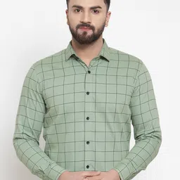 JAINISH Men Sea Green & Black Regular Fit Checked Casual Shirt-image-38