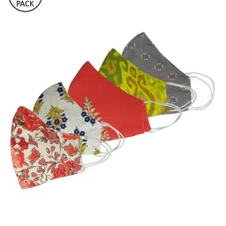 Aditi Wasan Unisex Pack of 5 Multicoloured 3-Ply Face Mask-image-65