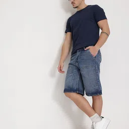 The Roadster Life Co. Men Washed Effect Mid-Rise Pure Cotton Relaxed Fit Jorts-picture-25