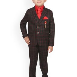 SG YUVRAJ Boys Black Checked Single-Breasted Suit-picture-41