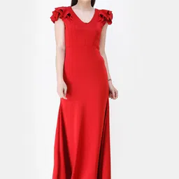 Cation Women Red Solid Maxi Dress-picture-11