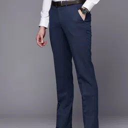 Louis Philippe Men Textured Slim Fit Formal Trousers-picture-42