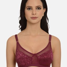 mod & shy Burgundy Self Design Non-Wired Non Padded Minimizer Bra MS98-picture-22