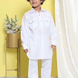 Aj DEZInES Boys White Solid Kurta with Salwar-picture-40