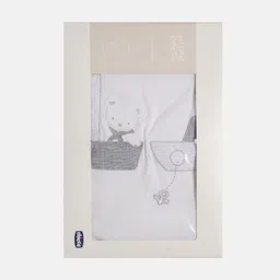 Chicco Kids White & Grey Embroidered Pram Blanket With a Removable Cover-image-13