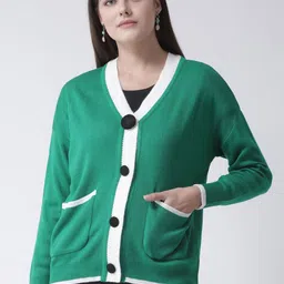 Club York Women Green Solid Cardigan Sweater-picture-38