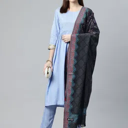 SWI Stylish Women Floral Woven Design Pure Wool Shawl image 1
