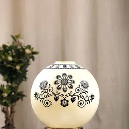 POSH-N-PLUSH Off White & Black Art Printed Novelty Lamp With Lamp Shade-picture-35