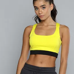 Alcis Lime Green & Solid Workout Bra image 1