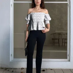 Stylecast X Hersheinbox Striped Off-Shoulder Puff Sleeve Peplum Top-picture-19