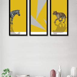 Art Street Set Of 3 Yellow & Grey Animal Theme Framed Paintings-picture-37