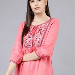 Tokyo Talkies Women Peach-Coloured Printed Top-image-21