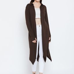 Hypernation Brown Solid Open Front Shrug-picture-30