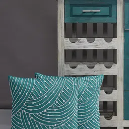 Alina decor Teal Blue Set of 2 Solid Square Cushion Covers-image-18