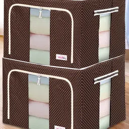 BlushBees Set Of 2 Brown & Off-White Printed Multi-Utility Wardrobe Organisers-picture-10