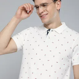 Mast & Harbour Men White Pure Cotton Printed Polo Collar Short Sleeves T-shirt-picture-14