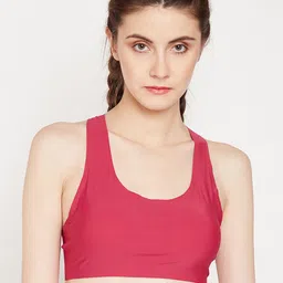 Lebami Maroon Solid Non-Wired Lightly Padded Sports Bra-picture-10