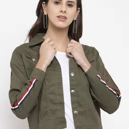 VOXATI Women Olive Green Solid Tailored Jacket-picture-26