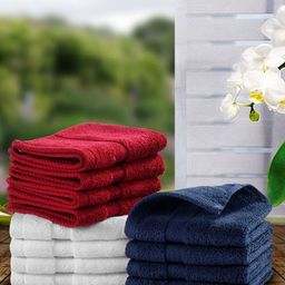 BIANCA Red & White 12 Pcs Solid 500 GSM Face Towel Set-picture-37