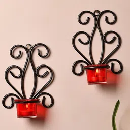 Homesake Set Of 2 Black & Red Tealight Candle Holders-image-62