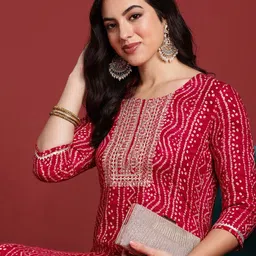 Anouk Women Bandhani Printed Thread Work Kurta-image-42