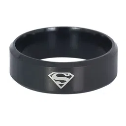 OOMPH Men Black Superman Broad Fashion Handcrafted Ring-picture-14
